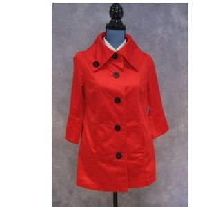 Attention Bright Red Big Button Coat Size XS